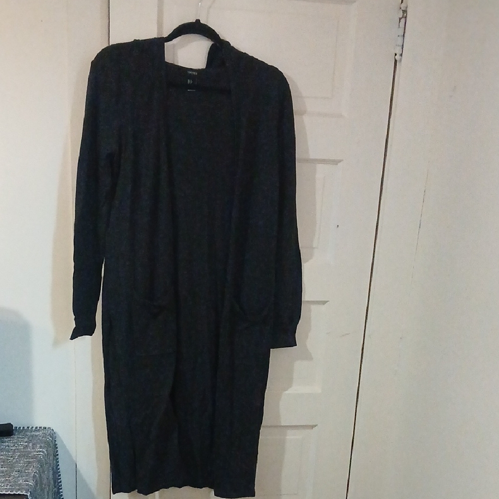 Forever 21 Black Long Open-Front Cardigan